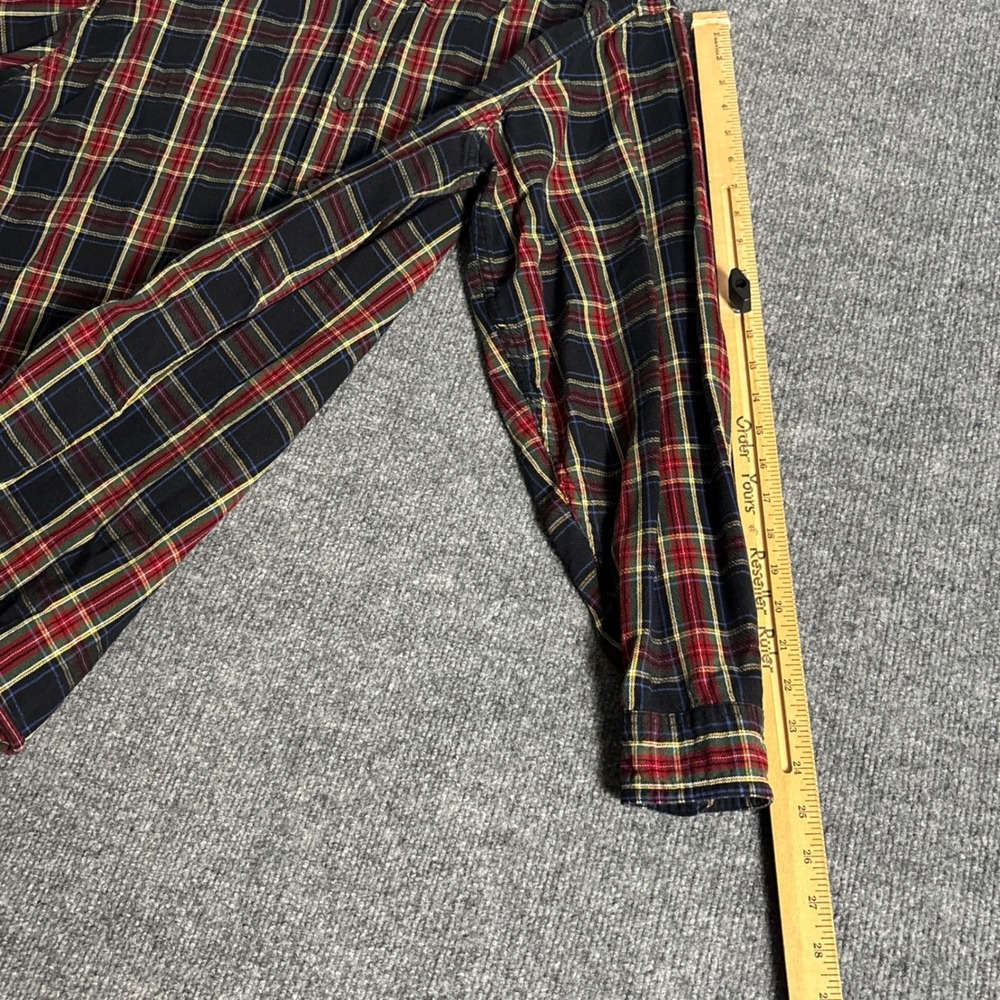 LL Bean Scotch Plaid Flannel Shirt Mens XL Blue Traditional Fit Button Down - Picture 10 of 11